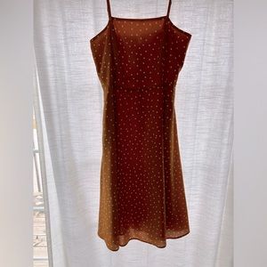 Yellow polka dot midi dress